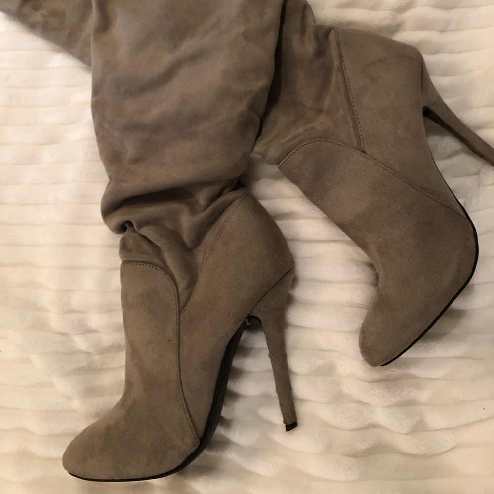 Gray suede boots
